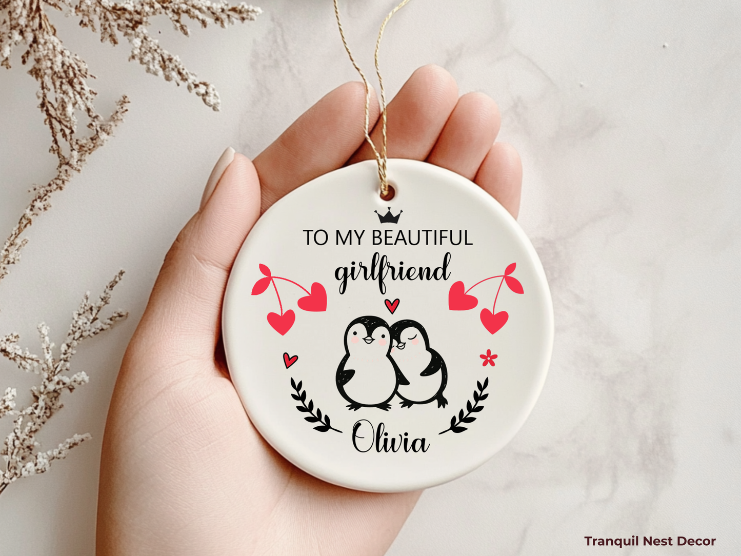 Personalized Valentine’s Day Ornament – Girlfriend Love Keepsake Gift