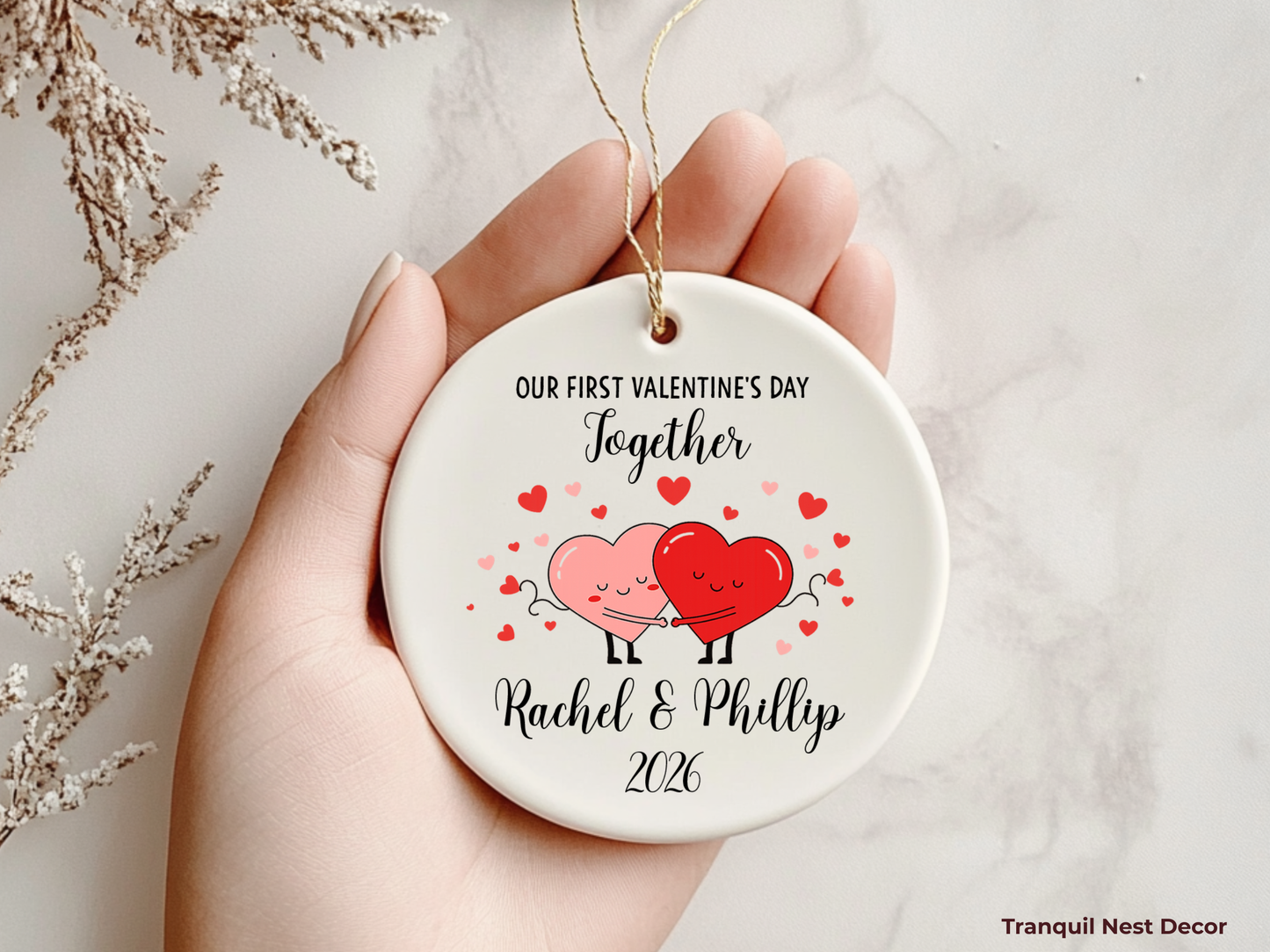 Personalized Ceramic Ornament – Custom Valentine’s Day Love Keepsake