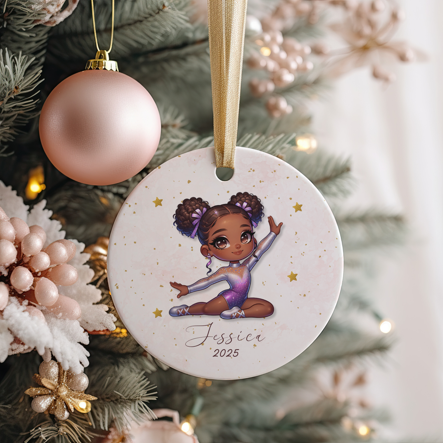Personalized Gymnastics Ornament – Custom Gymnast Christmas Ornament for Girls – Rhythmic Gymnast Gift – Gymnastics Team Keepsake 2025