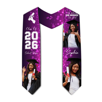 Personalized Graduation Stole Class of 2026 – Custom Name, Photo & Funny Quote Graduation Sash, Unique Senior Gift