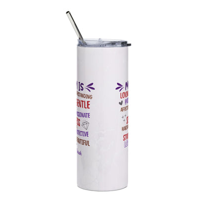 Mom Is" Personalized Word Cloud Tumbler – Custom Name | Loving Patient Strong Beautiful | Sentimental Mother's Day Gift from Kids | 20oz Skinny Tumbler with Straw