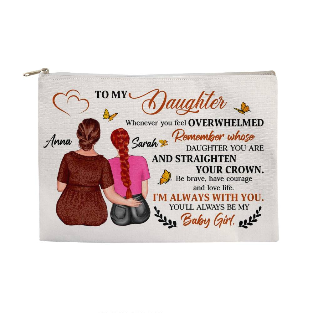 Personalized Makeup Bag from Mom to Daughter – Custom Gift with Names | Inspirational Mother to Daughter Birthday or Graduation Gift