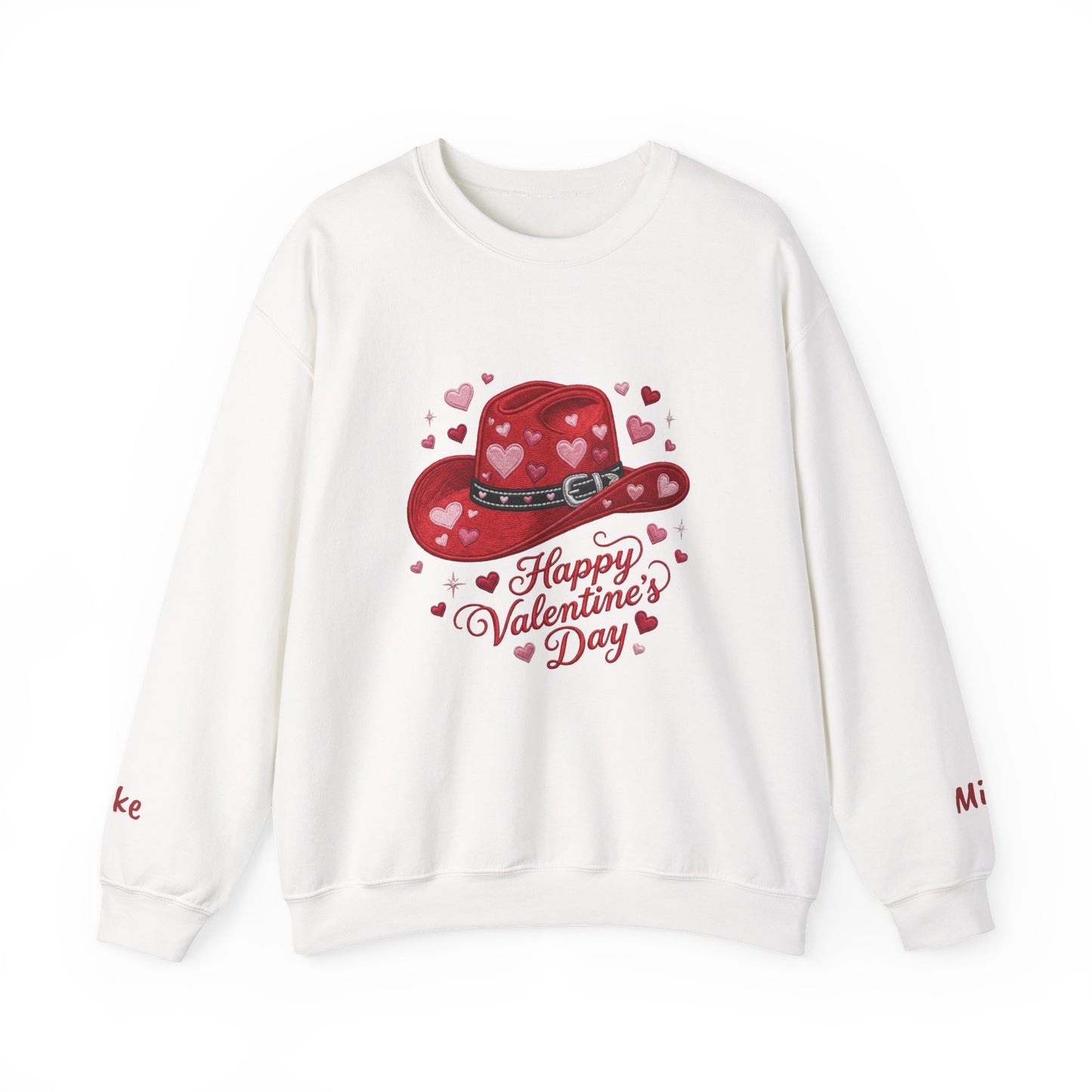 Valentine's Day Red Heart Cowboy Hat Sweatshirt