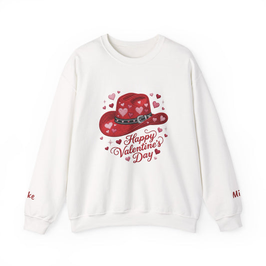 Valentine's Day Red Heart Cowboy Hat Sweatshirt