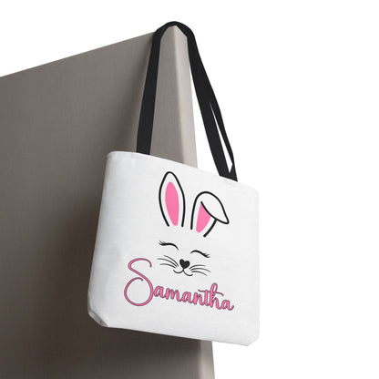 Personalized Easter Bunny Tote Bag – Custom Name Bag for Kids