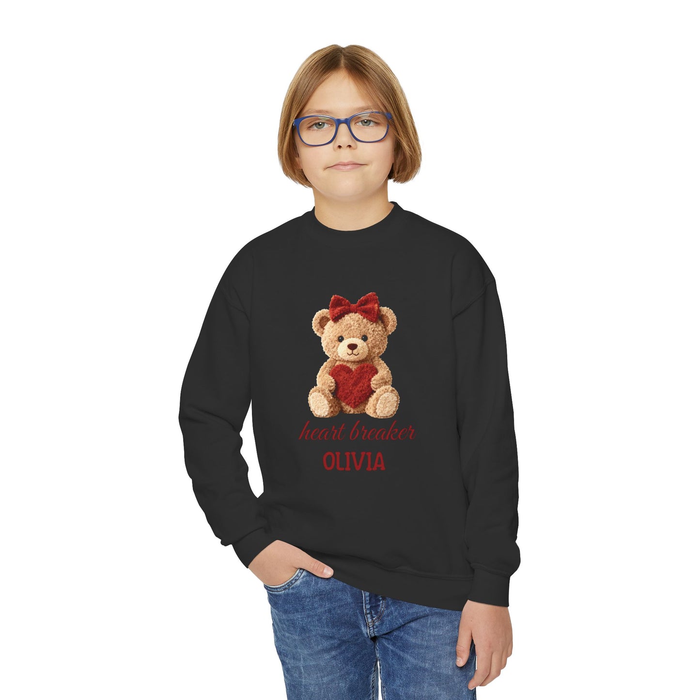 Heart Breaker Teddy Bear Personalized Kids Sweatshirt