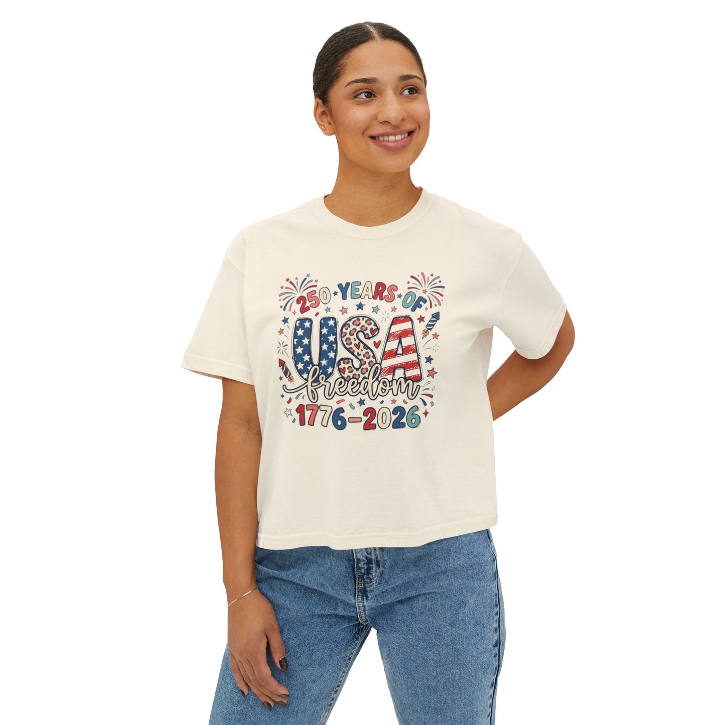 USA Freedom 250th Anniversary Women's Boxy Tee