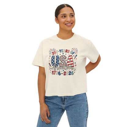 USA Freedom 250th Anniversary Women's Boxy Tee