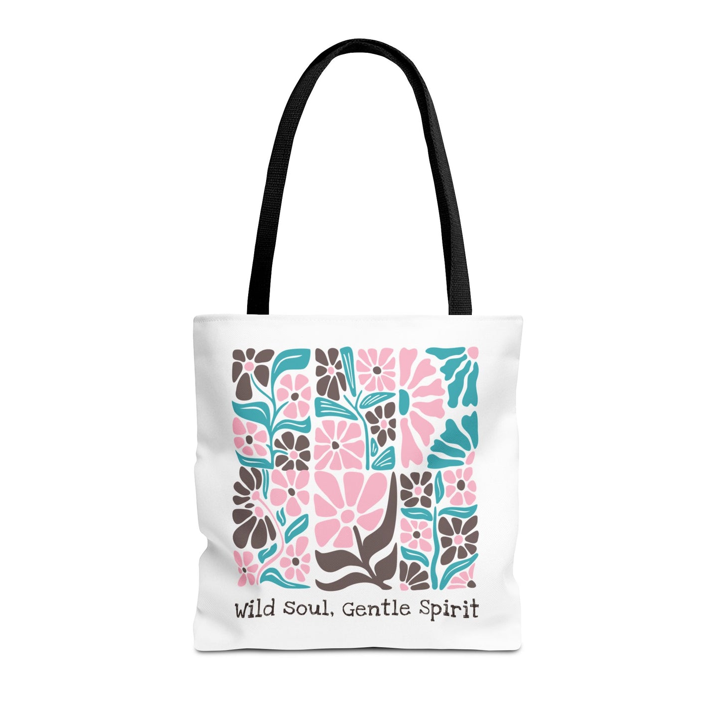 🛍️ Wild Soul, Gentle Spirit – Boho Floral Tote Bag  – Available in 3 Sizes & 2 Handle Colors