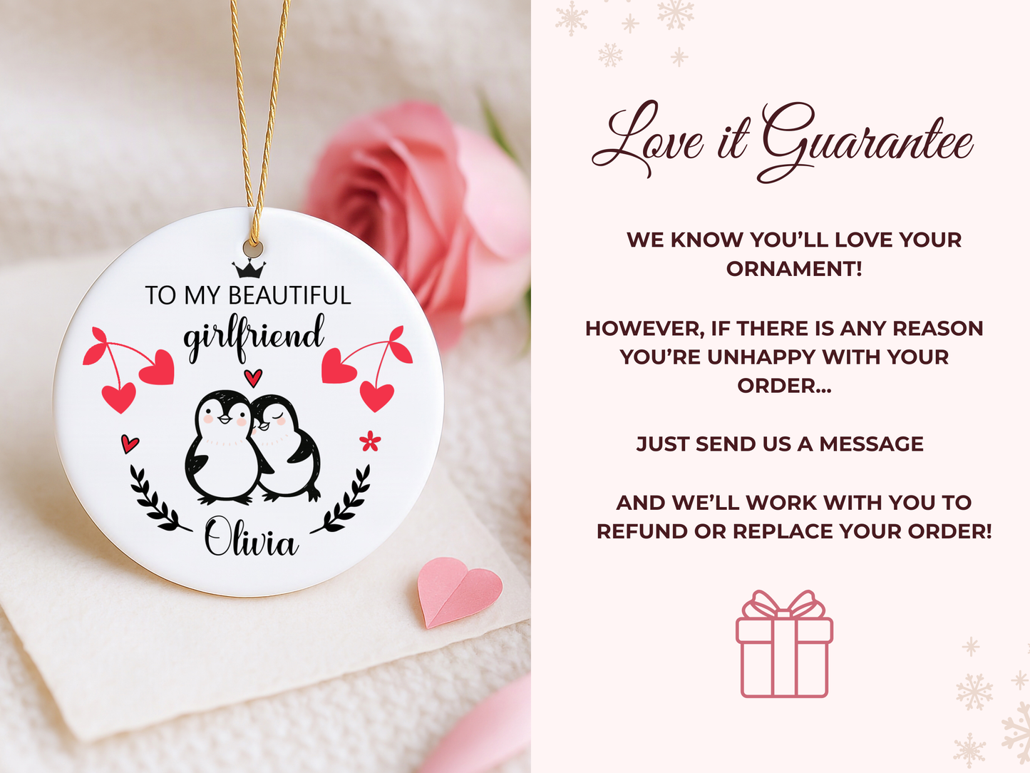Personalized Valentine’s Day Ornament – Girlfriend Love Keepsake Gift
