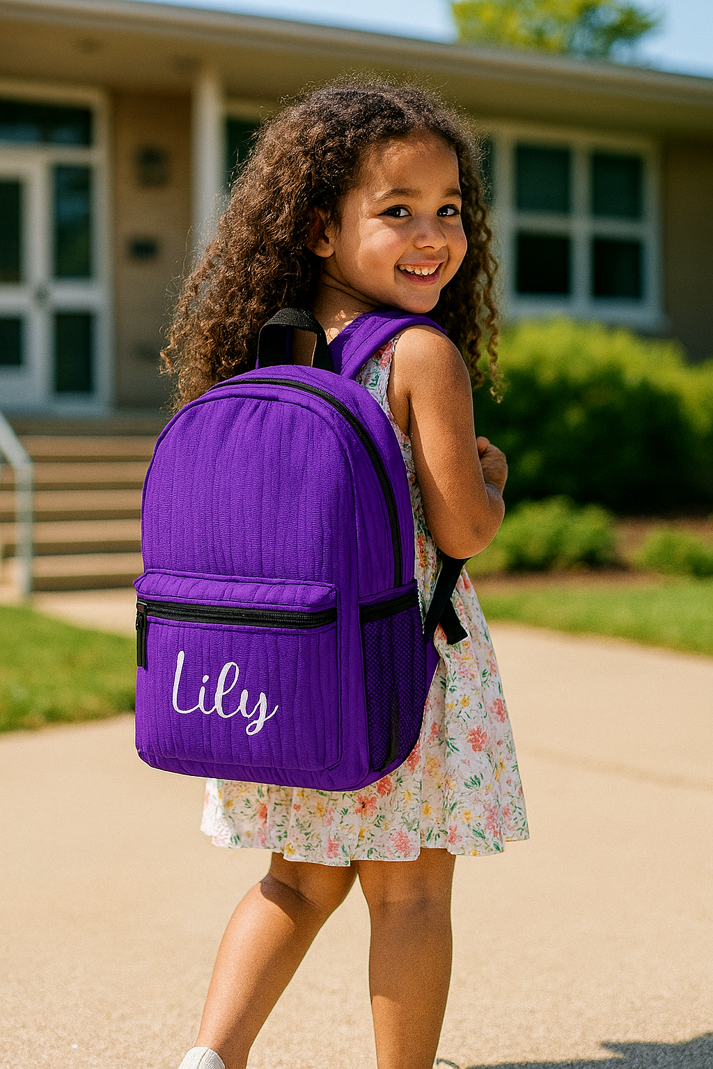 Custom Name Backpack – Personalized Light Blue Kids School Bag