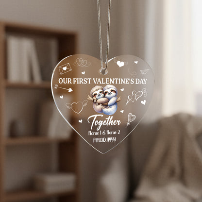 Personalized Acrylic Heart Ornament – Our First Valentine’s Day Gift for Couples, Custom Name & Date Love Keepsake