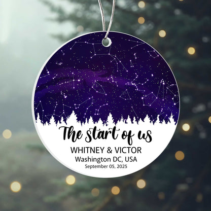 Personalized Star Map Ornament - "The Start of Us" Custom Couple Ornament - Names, Date & Location