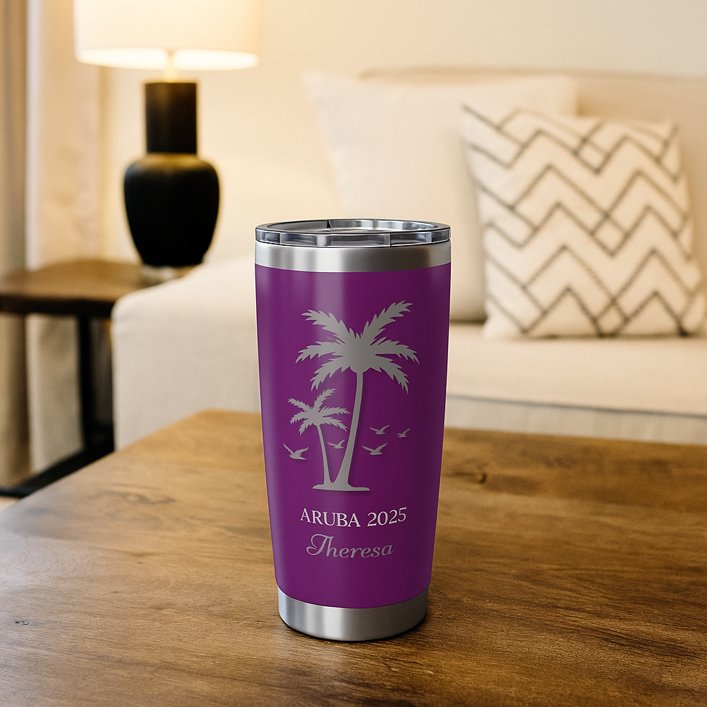 Custom Engraved Vagabond 20oz Travel Tumbler – Name, Date & Location