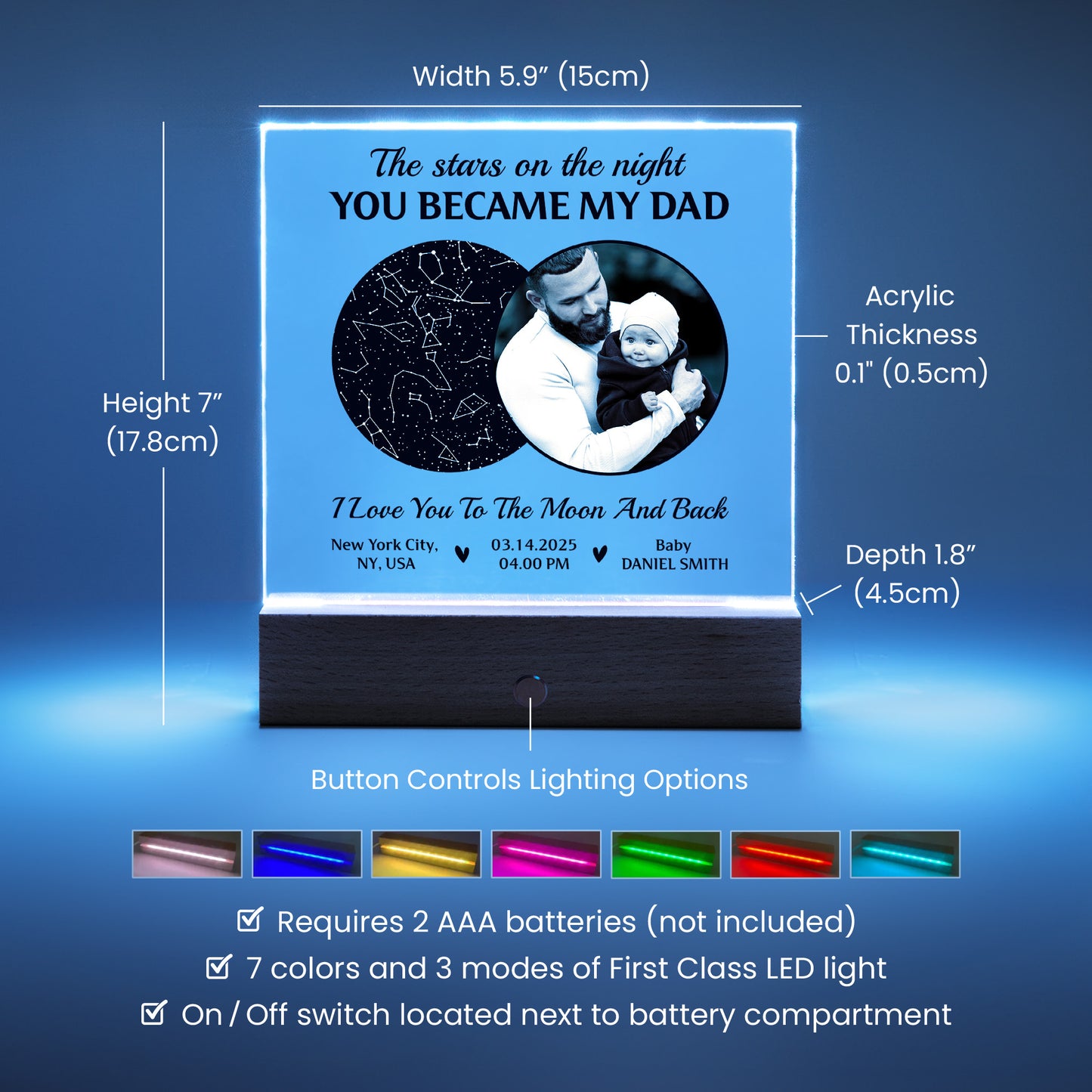 Custom Star Map Acrylic Plaque – “The Night You Became My Dad” Father's Day Keepsake