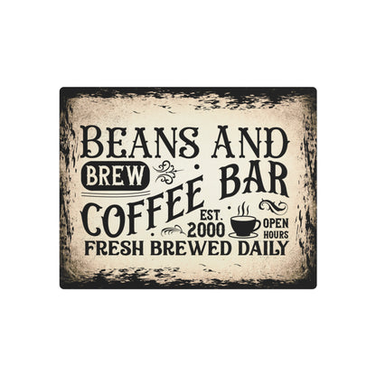 Vintage Coffee Bar Metal Sign Beans and Brew Wall Art