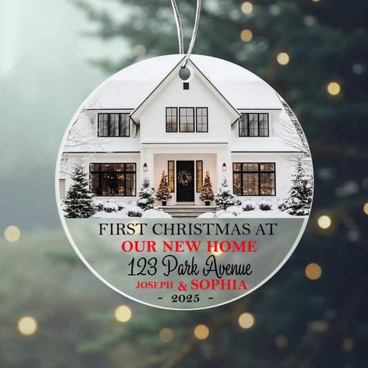 First Christmas at Our New Home Personalized Acrylic Ornament 2025 – Custom House Ornament, New Homeowner Gift Keepsake