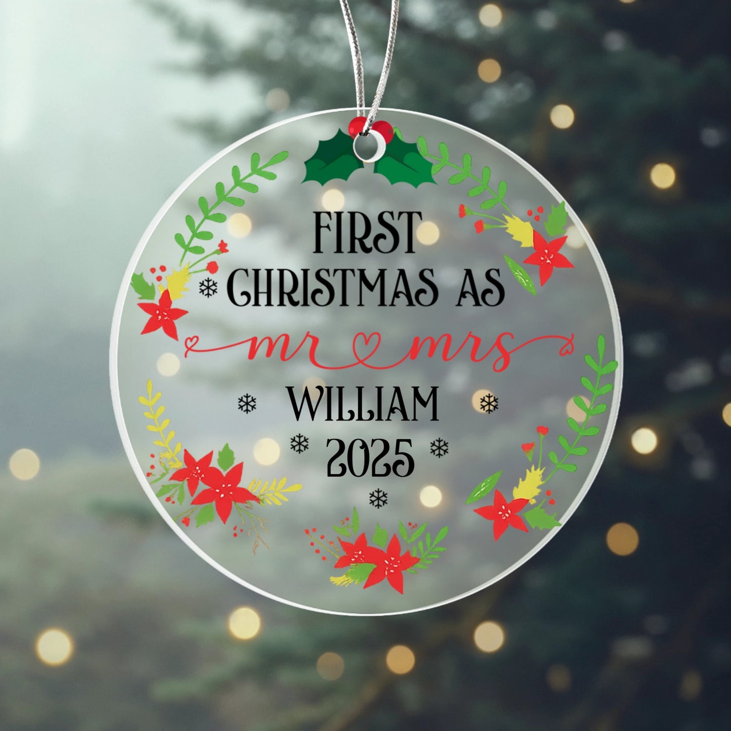 First Christmas as Mr & Mrs 2025” acrylic ornament !