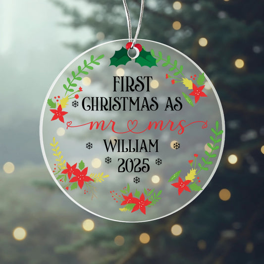 First Christmas as Mr & Mrs 2025” acrylic ornament !