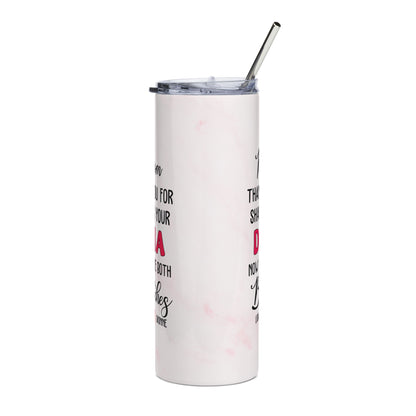 Thank You for Sharing Your DNA" Personalized Mom Tumbler – Funny Mother's Day Gift | Custom Names Mom & Daughter | Sassy Mom Gift | 20oz Skinny Tumbler with Straw
