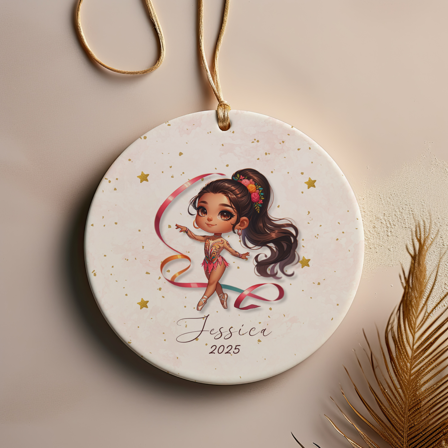 Personalized Gymnastics Ornament – Custom Gymnast Christmas Ornament for Girls – Rhythmic Gymnast Gift – Gymnastics Team Keepsake 2025