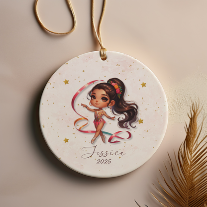 Personalized Gymnastics Ornament – Custom Gymnast Christmas Ornament for Girls – Rhythmic Gymnast Gift – Gymnastics Team Keepsake 2025