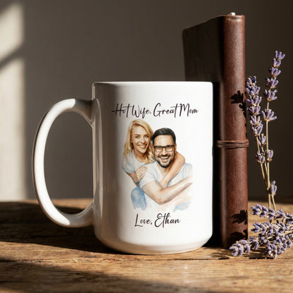 Hot Wife Great Mom Mug, Personalized Photo Custom Gift, Love Ethan Coffee Cup, Best Mom Present, Gift for Her, Pet Lover Mug