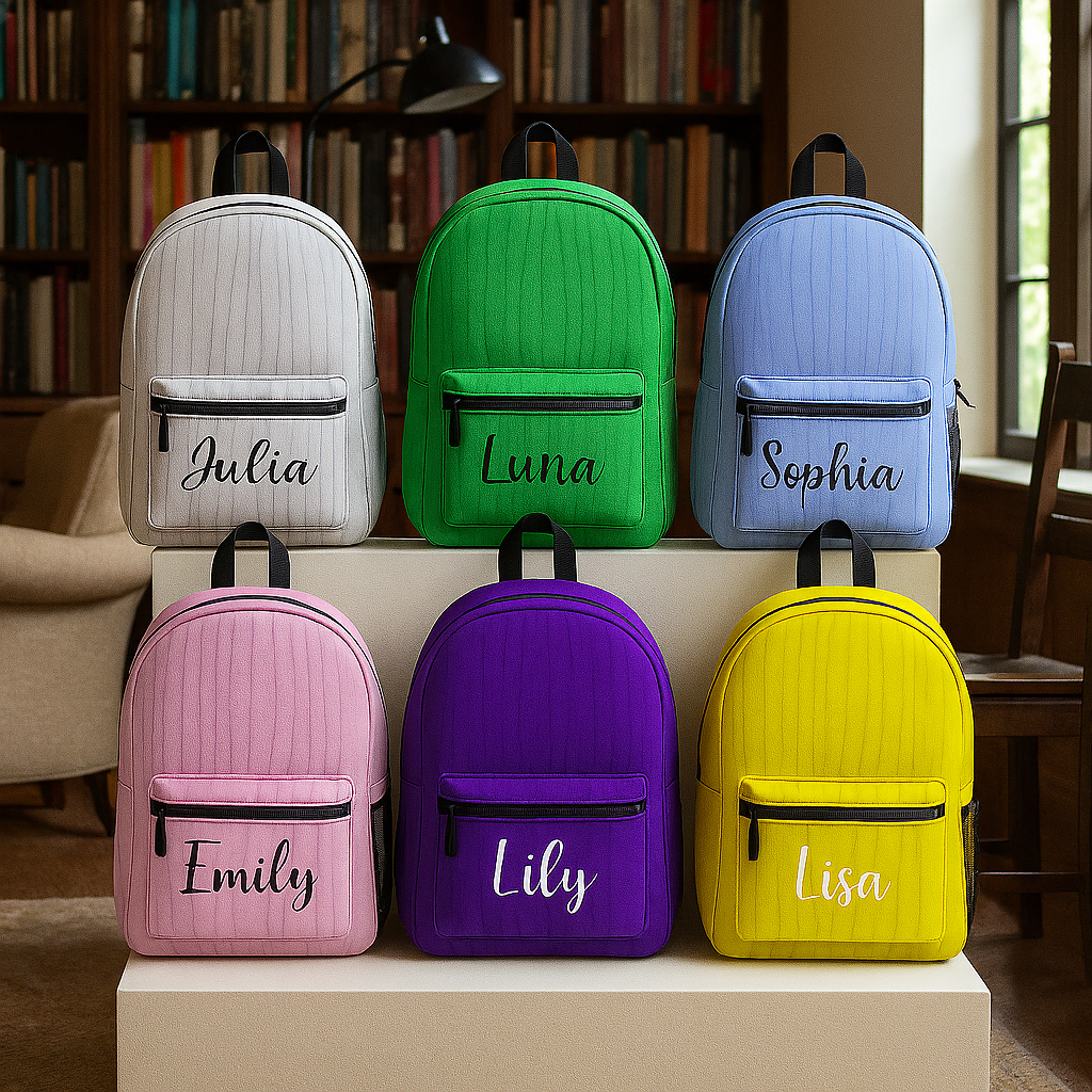 Custom Name Backpack – Personalized Light Blue Kids School Bag