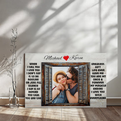 Custom Couple Photo Canvas – "I Love You" Romantic Wall Art Gift
