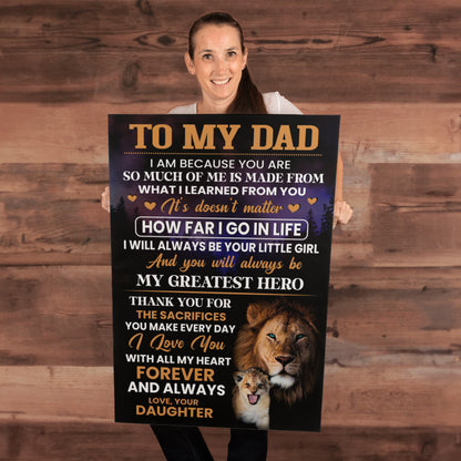My Dad from Daughter Canvas – Lion Wall Art Father’s Day Gift