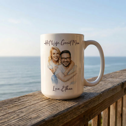 Hot Wife Great Mom Mug, Personalized Photo Custom Gift, Love Ethan Coffee Cup, Best Mom Present, Gift for Her, Pet Lover Mug