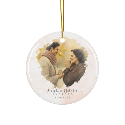 Personalized Engagement Ornament – Custom Photo & Proposal Date Keepsake – Our First Christmas Engaged Gift