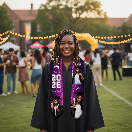Personalized Graduation Stole Class of 2026 – Custom Name, Photo & Funny Quote Graduation Sash, Unique Senior Gift