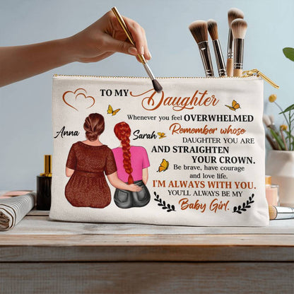 Personalized Makeup Bag from Mom to Daughter – Custom Gift with Names | Inspirational Mother to Daughter Birthday or Graduation Gift