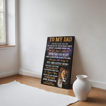 My Dad from Daughter Canvas – Lion Wall Art Father’s Day Gift