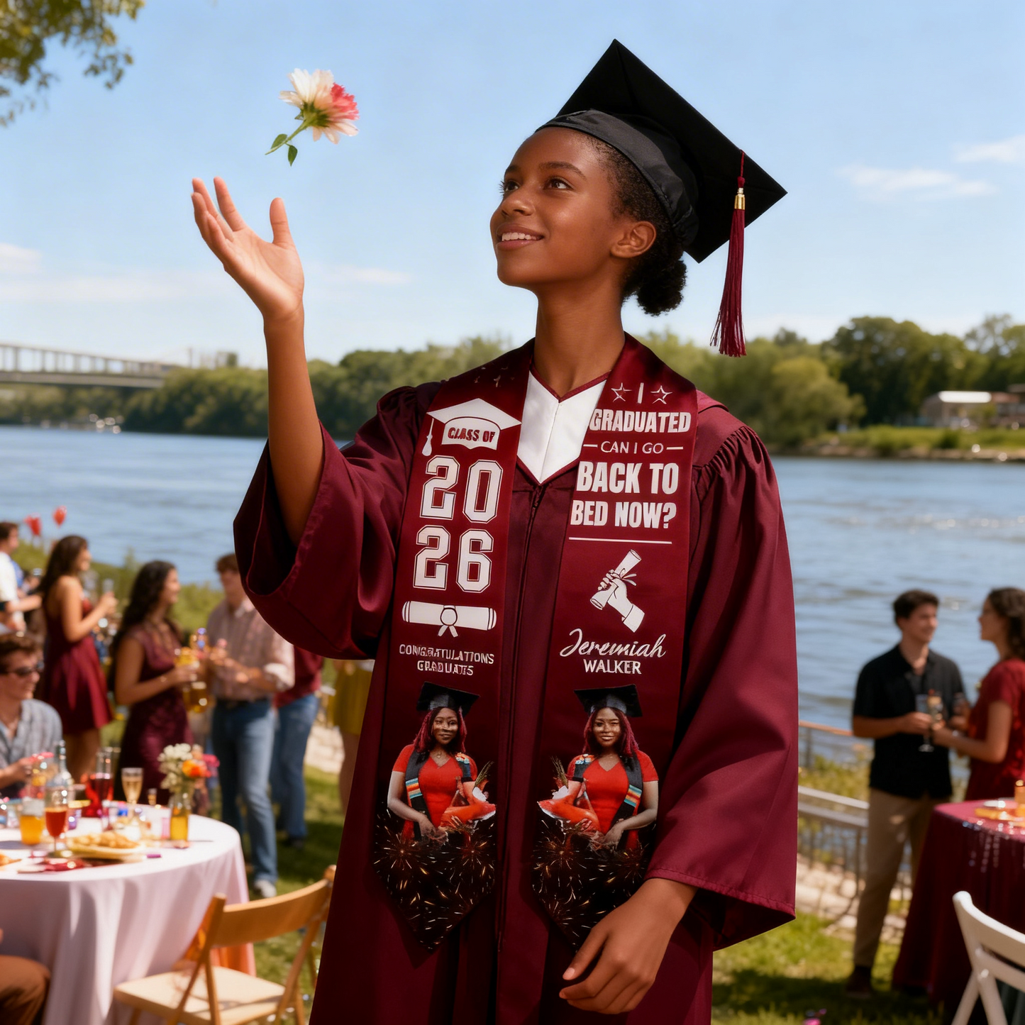 Custom senior graduation sash with funny quote design