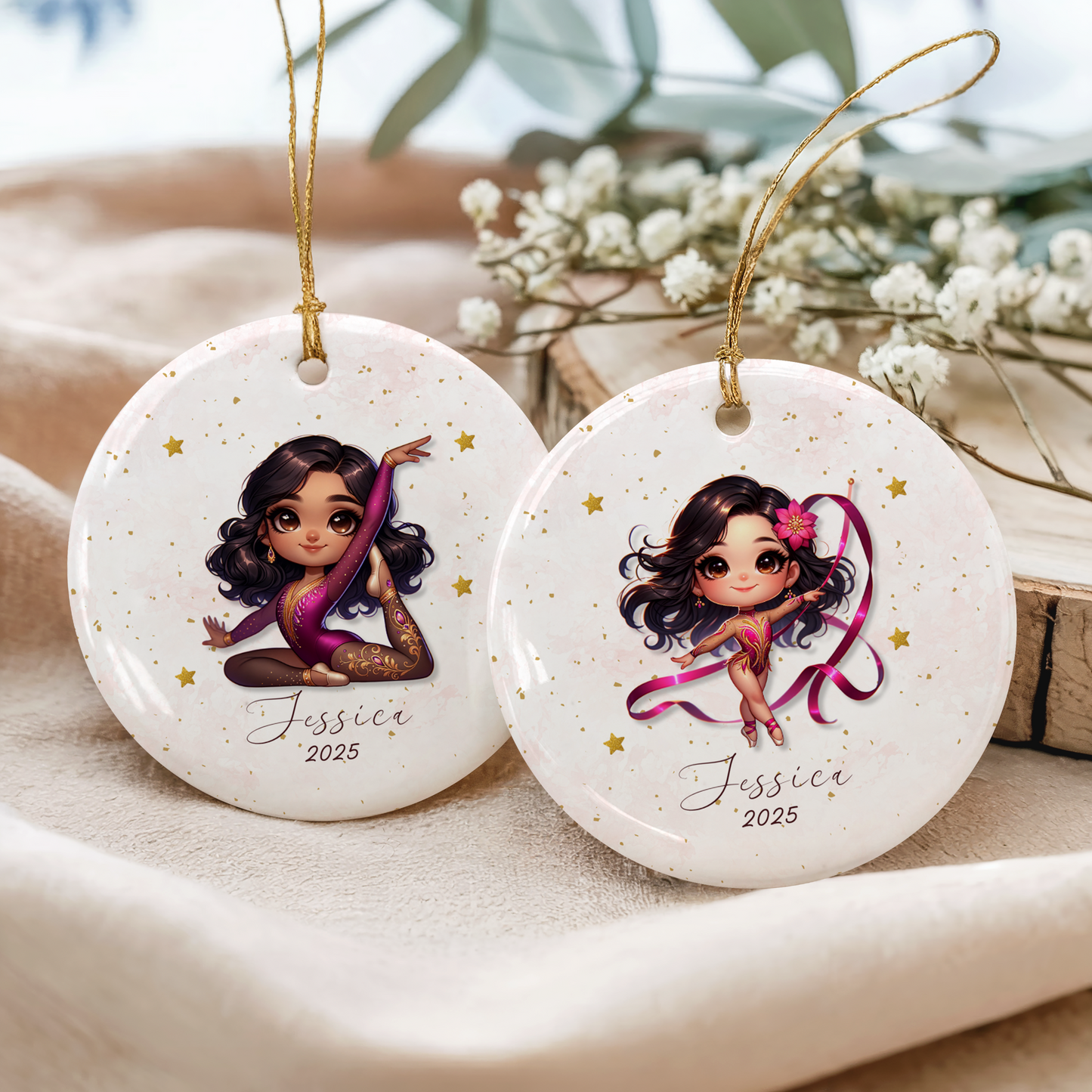 Personalized Gymnastics Ornament – Custom Gymnast Christmas Ornament for Girls – Rhythmic Gymnast Gift – Gymnastics Team Keepsake 2025