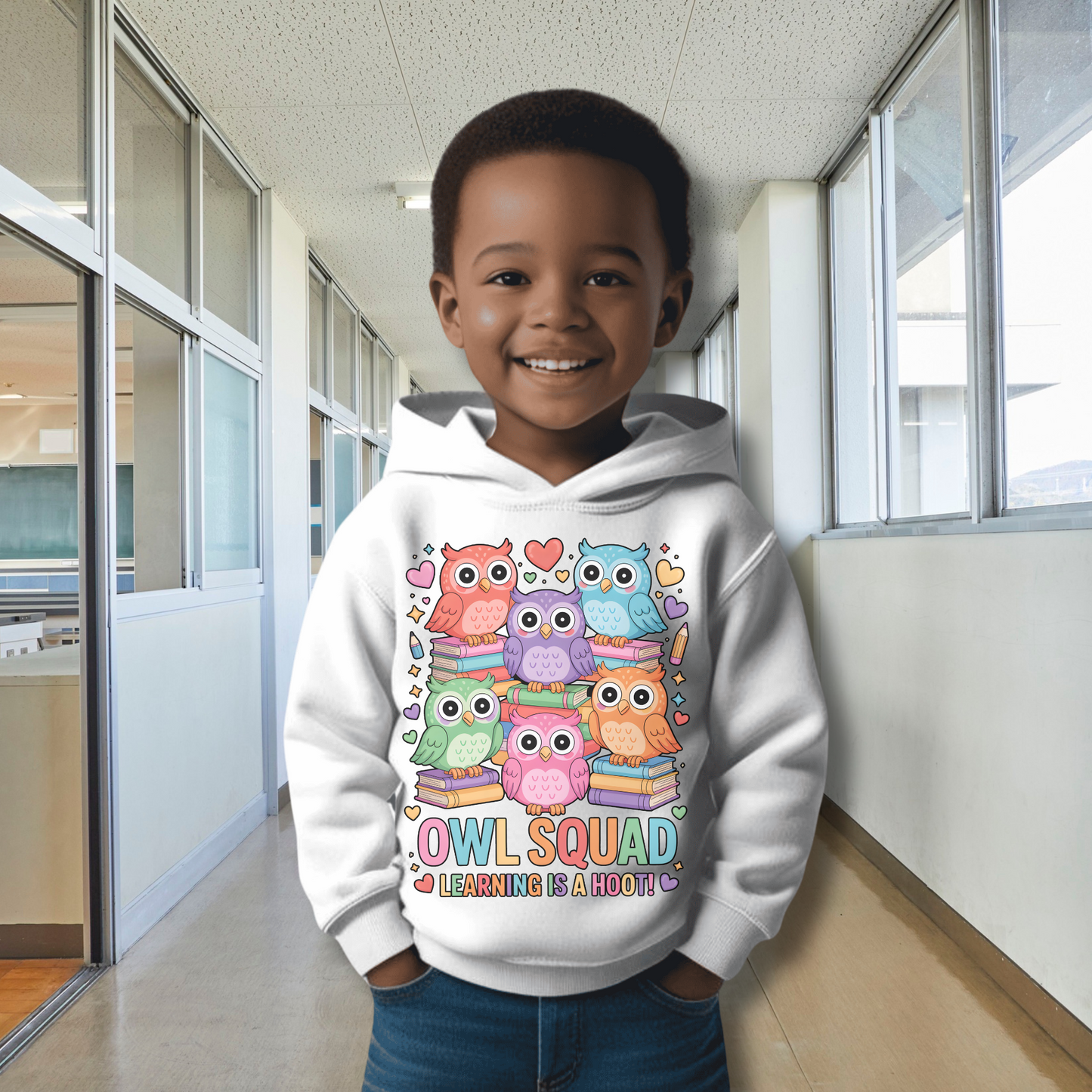 Owl Squad Kids Hoodie – Learning Is a Hoot Preschool Sweatshirt