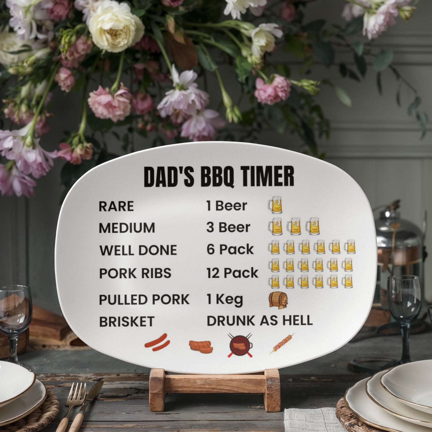 Dad’s BBQ Timer Platter – Funny Grilling Gift for Father’s Day or Birthday