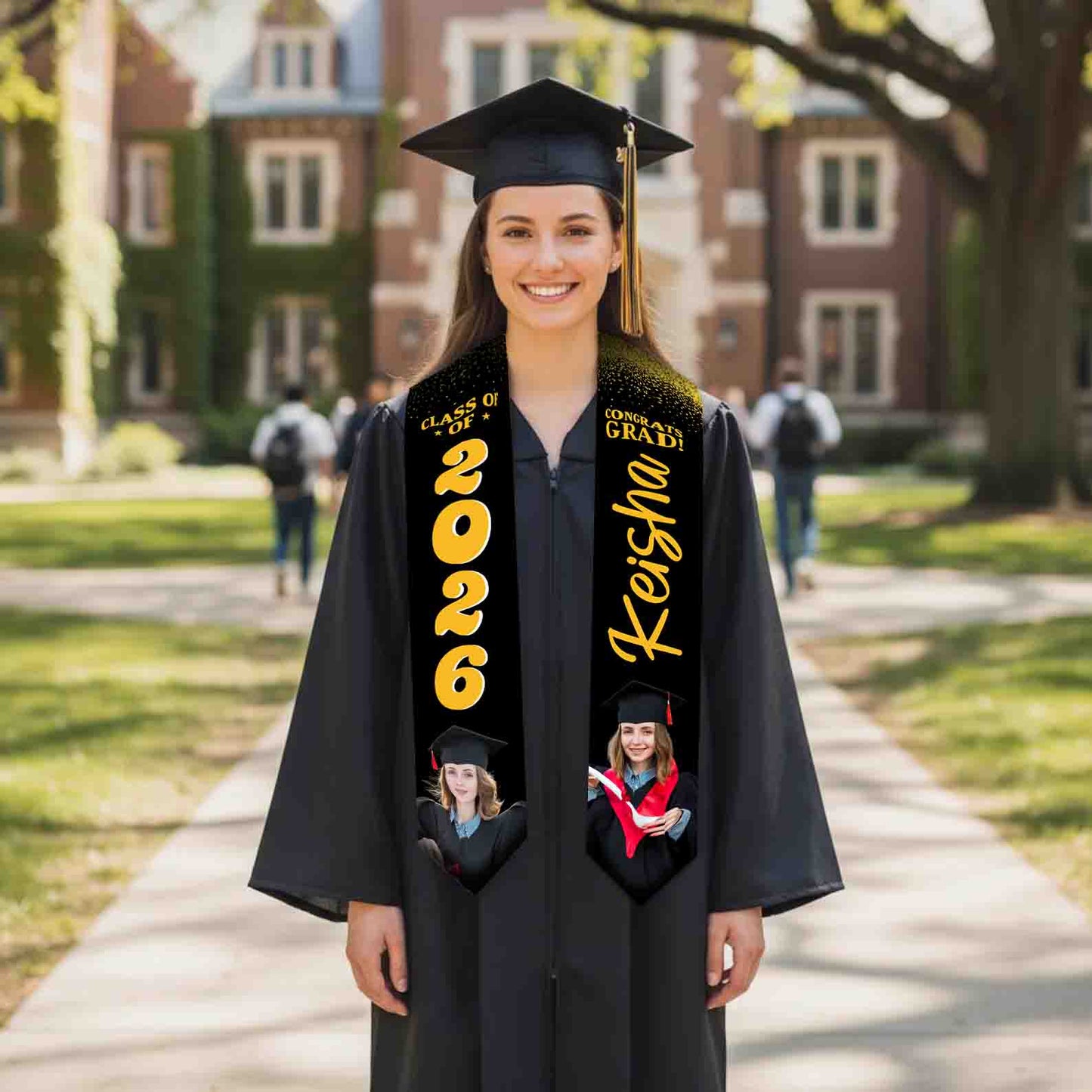 Custom senior graduation sash with funny quote design
