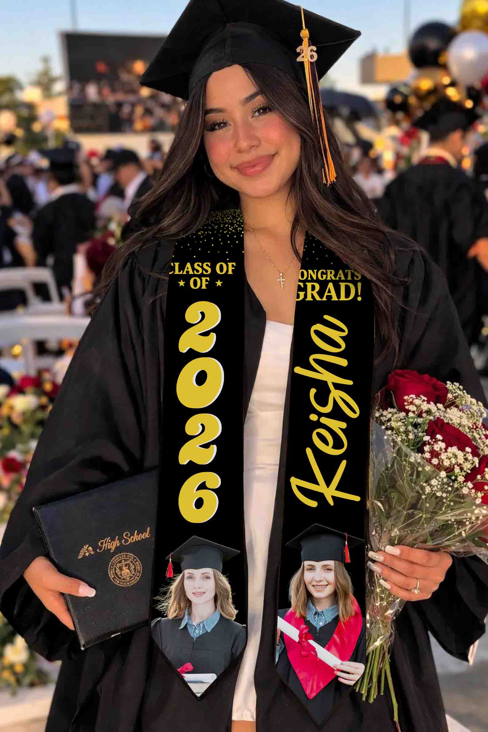 Custom senior graduation sash with funny quote design
