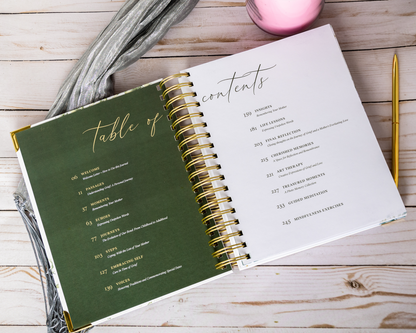 Table of contents from the Grief Journal for Daughters – Whispers of Her Heart Memory Book, a healing reflection tool.