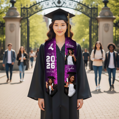 Personalized Graduation Stole Class of 2026 – Custom Name, Photo & Funny Quote Graduation Sash, Unique Senior Gift