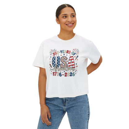 USA Freedom 250th Anniversary Women's Boxy Tee