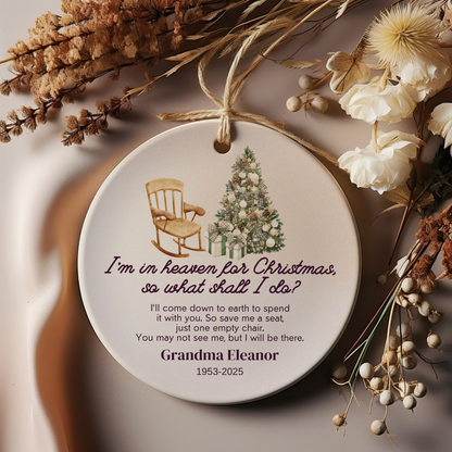 Personalized Memorial Ornament – “I’m in Heaven for Christmas” Custom Remembrance Ornament – In Loving Memory Keepsake Gift for Loss of Loved One