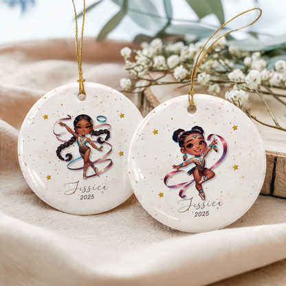 Personalized Gymnastics Ornament – Custom Gymnast Christmas Ornament for Girls – Rhythmic Gymnast Gift – Gymnastics Team Keepsake 2025