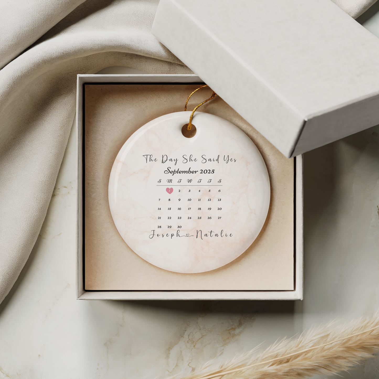 Personalized Engagement Ornament – Custom Photo & Proposal Date Keepsake – Our First Christmas Engaged Gift
