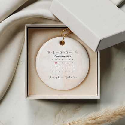Personalized Engagement Ornament – Custom Photo & Proposal Date Keepsake – Our First Christmas Engaged Gift