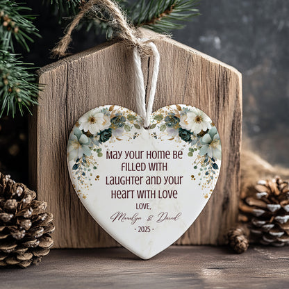 Personalized Married Ornament – Custom Newlywed Ornament with Names & Year – “May Your Home Be Filled with Laughter and Love” Wedding Gift Keepsake