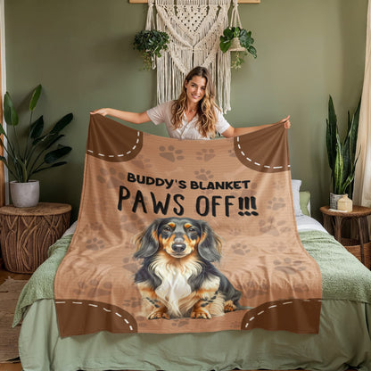 Personalized Dog Blanket – Custom Paws Off Coral Fleece Throw
